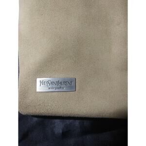 Rar Authentic YSL Leather Suede (Tan) Rive Gauche Clutch(purse With Zipper)